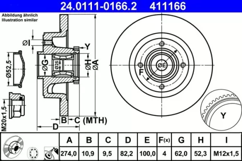 Brake Disc ATE 24.0111-0166.2)