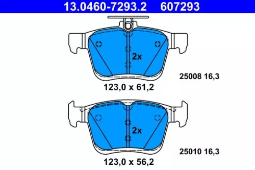 Brake Pad Set, disc brake ATE 13.0460-7293.2)