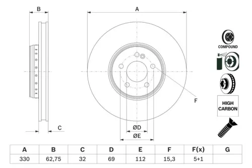 Remschijf BOSCH 0 986 479 G43)