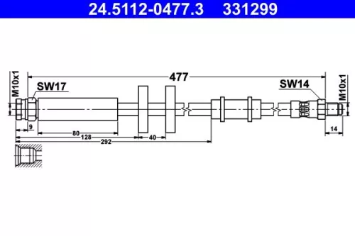 Brake Hose ATE 24.5112-0477.3)