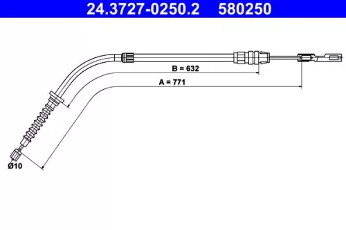 Kabeltrek, parkeerrem ATE 24.3727-0250.2)