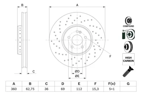 Remschijf BOSCH 0 986 479 G38)