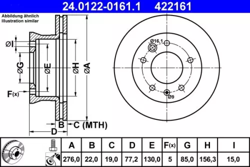 Brake Disc ATE 24.0122-0161.1)