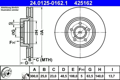 Brake Disc ATE 24.0125-0162.1)