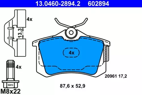 Brake Pad Set, disc brake ATE 13.0460-2894.2)