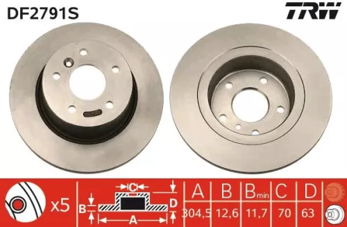 Remschijf TRW DF2791S)