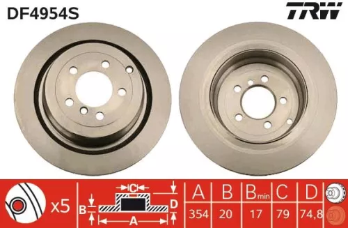 Remschijf TRW DF4954S)