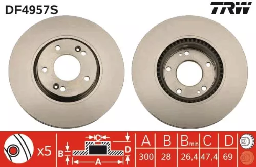 Remschijf TRW DF4957S)