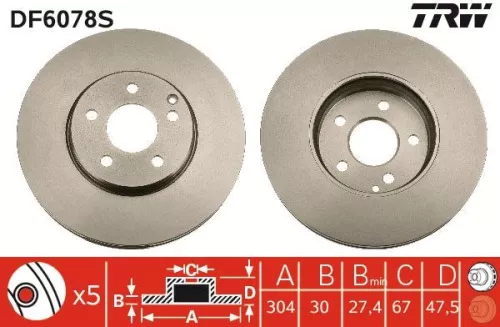 Remschijf TRW DF6078S)