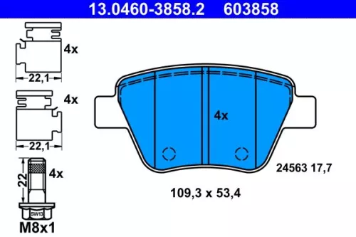 Brake Pad Set, disc brake ATE 13.0460-3858.2)