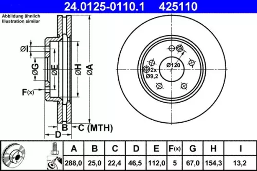 Remschijf ATE 24.0125-0110.1)