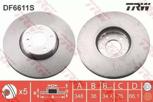 Remschijf TRW DF6611S)