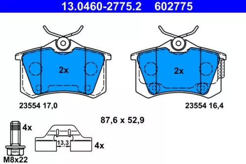 Brake Pad Set, disc brake ATE 13.0460-2775.2)