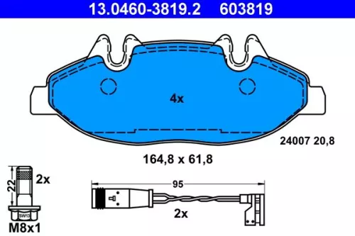Brake Pad Set, disc brake ATE 13.0460-3819.2)