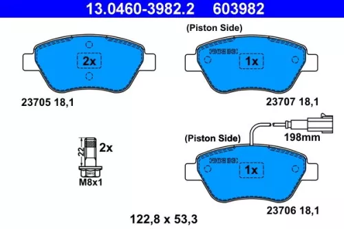 Brake Pad Set, disc brake ATE 13.0460-3982.2)