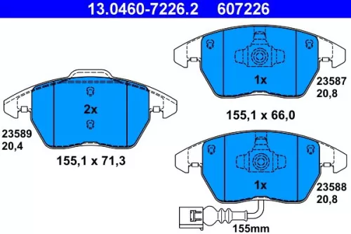 Brake Pad Set, disc brake ATE 13.0460-7226.2)