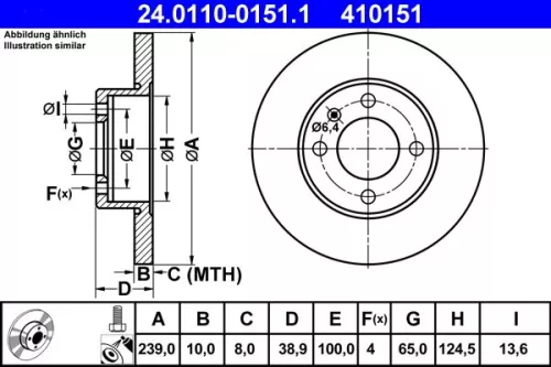 Remschijf ATE 24.0110-0151.1)