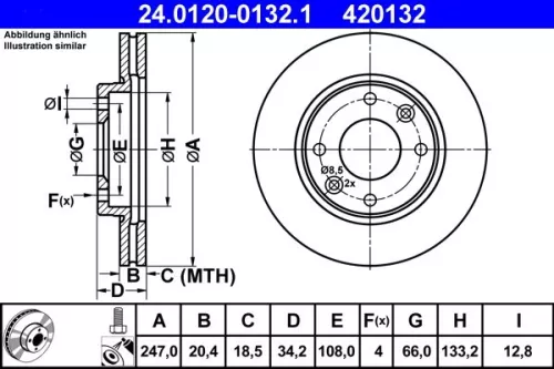 Remschijf ATE 24.0120-0132.1)