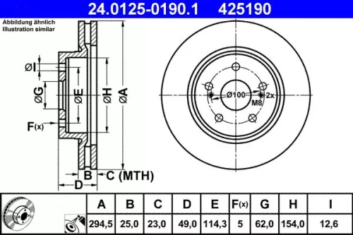 Remschijf ATE 24.0125-0190.1)