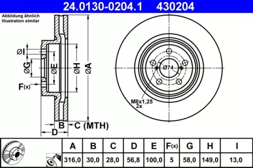 Remschijf ATE 24.0130-0204.1)