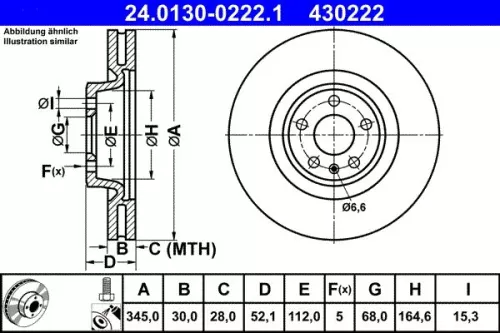 Remschijf ATE 24.0130-0222.1)