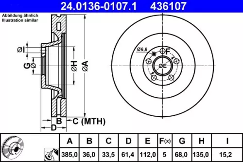 Remschijf ATE 24.0136-0107.1)