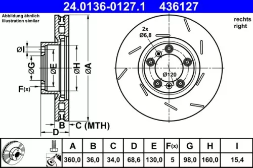 Remschijf ATE 24.0136-0127.1)
