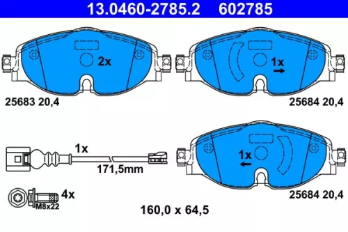 Brake Pad Set, disc brake ATE 13.0460-2785.2)