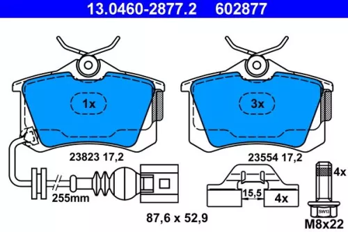 Brake Pad Set, disc brake ATE 13.0460-2877.2)