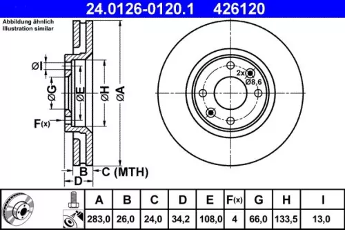 Brake Disc ATE 24.0126-0120.1)