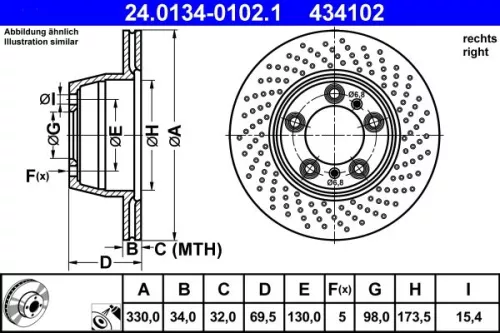 Remschijf ATE 24.0134-0102.1)