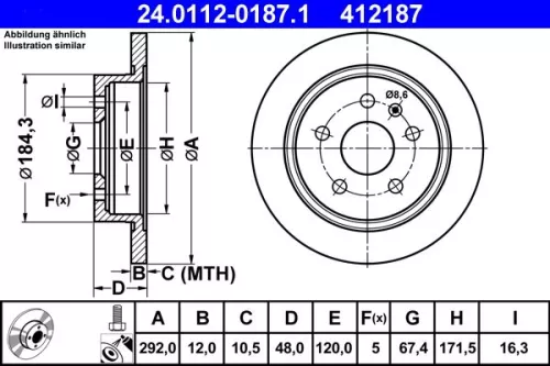 Brake Disc ATE 24.0112-0187.1)