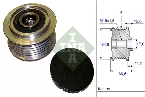 Vrijloopkoppeling van de dynamo Schaeffler INA 535 0201 10)