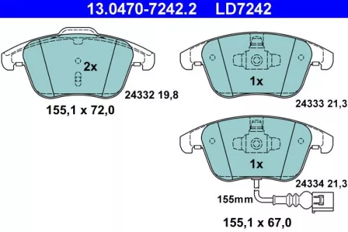 Brake Pad Set, disc brake ATE 13.0470-7242.2)