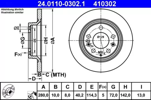 Remschijf ATE 24.0110-0302.1)