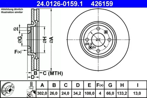 Remschijf ATE 24.0126-0159.1)