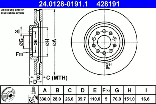 Remschijf ATE 24.0128-0191.1)