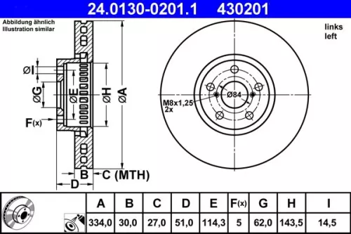Remschijf ATE 24.0130-0201.1)