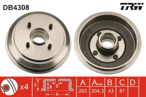 Brake Drum TRW DB4308)