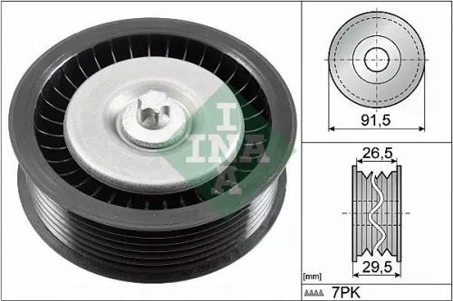 Ombuigings-/geleidingspoelie, V-geribbelde riem Schaeffler INA 532 0808 10)