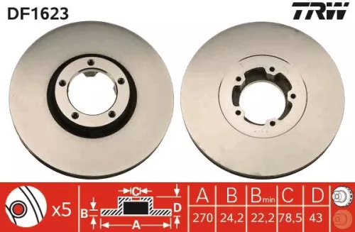 Remschijf TRW DF1623)