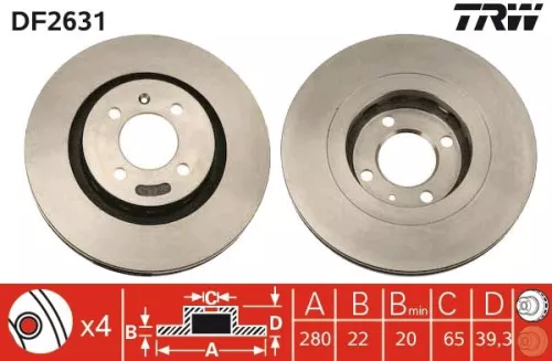 Remschijf TRW DF2631)