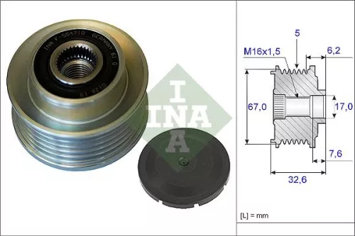 Vrijloopkoppeling van de dynamo Schaeffler INA 535 0097 10)