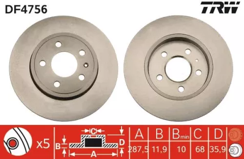 Remschijf TRW DF4756)