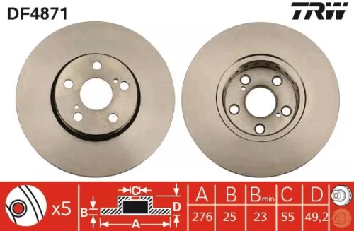 Remschijf TRW DF4871)