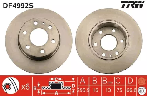 Remschijf TRW DF4992S)