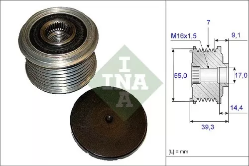 Vrijloopkoppeling van de dynamo Schaeffler INA 535 0142 10)
