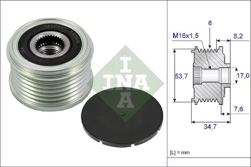 Vrijloopkoppeling van de dynamo Schaeffler INA 535 0224 10)