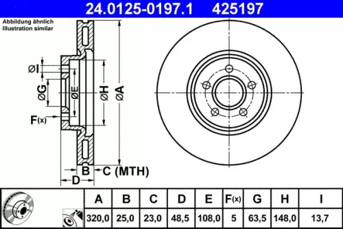 Brake Disc ATE 24.0125-0197.1)