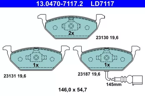 Brake Pad Set, disc brake ATE 13.0470-7117.2)